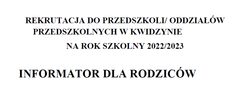 Informator dla rodziców